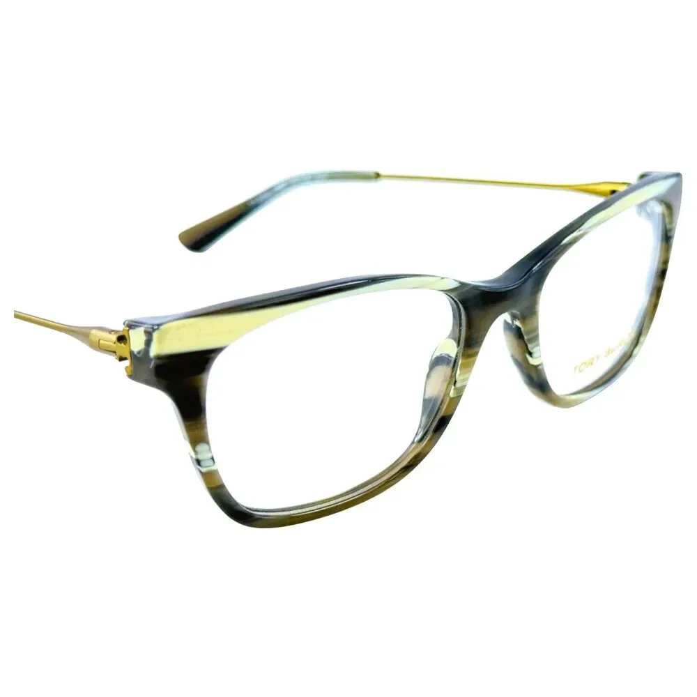Tory Burch TY2063 Womens Plastic Eyeglass Frame 1553 Olive Horn Gold 51-18